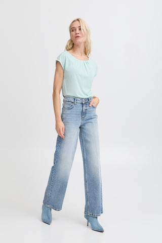 Perl Pleat Tee | Blue Haze