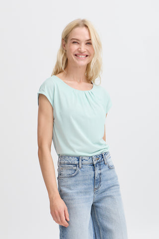 Perl Pleat Tee | Blue Haze