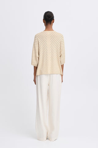 Mobbe V Neck Jumper | Frosted Almond