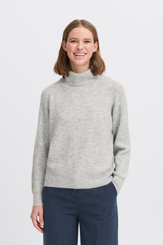 Mona Poloneck Jumper | Mid Grey Melange