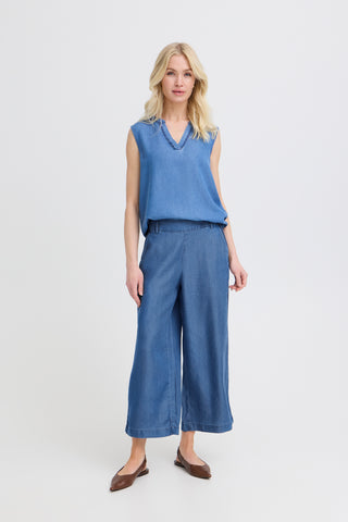 Kosmo Embroidered Pants | Mid Blue Denim