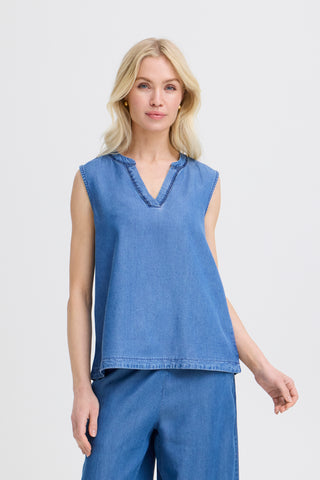 Kosmo Sleeveless Top | Mid Blue Denim
