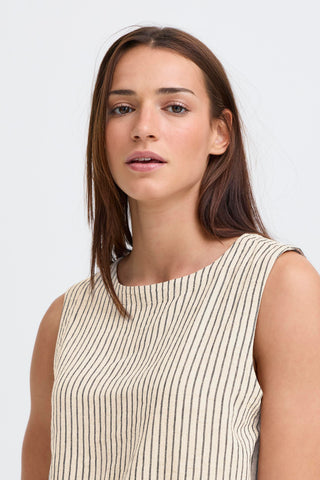 Falakka Round Neck Top | Rainy Day Stripe