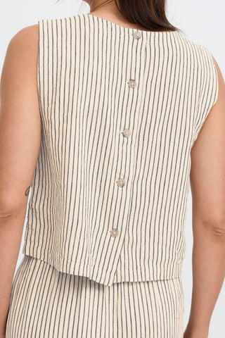 Falakka Round Neck Top | Rainy Day Stripe