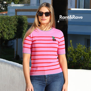 Rant and Rave Loren Pink Jumper Red Stripe