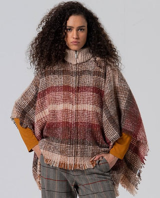 Plaid Poncho  | Maroon