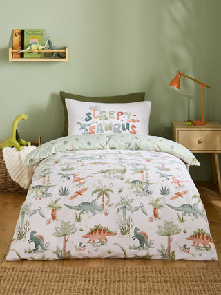 Brushed Sleepy Saurus Dino Duvet Set | Cream