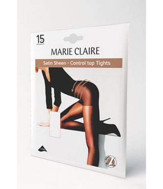Marie Claire Satin Sheen Tights Control Top 15 Denier Barely Black