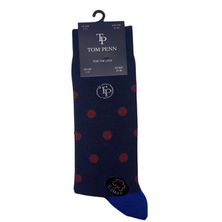 Tom Penn Socks Navy Burgundy Spot