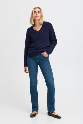 Sandra High Waist Straight Leg Jean | Dark Blue Denim
