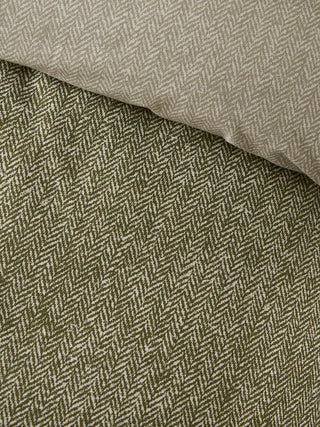 Brushed 100% Cotton Herringbone Duvet Cover | Green
