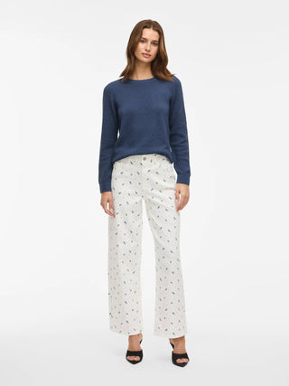 Vidalo Round Neck Long Sleeve Knit Top | Vintage Indigo