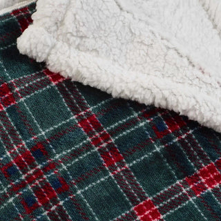Tartan Sherpa Check Blanket Throw | Green