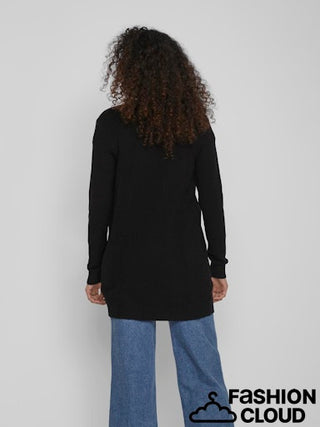 Viril Open Long Sleeve Knit Cardigan Black