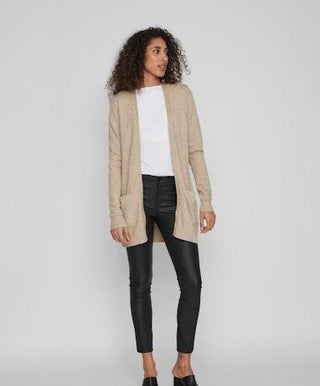 Viril Open Long Sleeve Knit Cardigan | Natural Melange