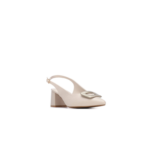 Block Heel Slingback | Beige