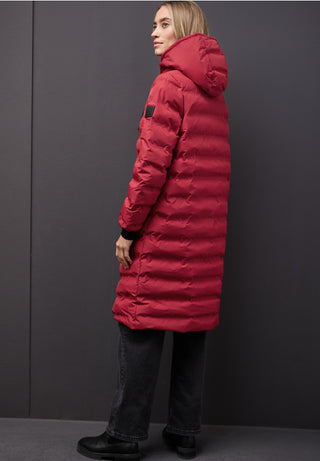 Longline Padded Jacket  | Carpet Red