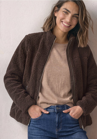 Short Teddy Jacket | Auburn Brown