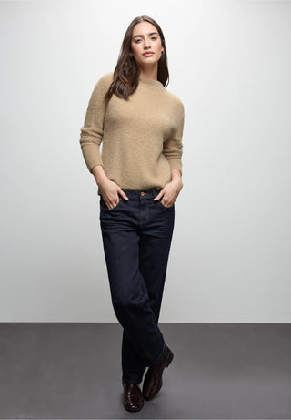 Round Neck Fluffy Jumper | Sanded Beige