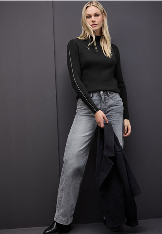 Ribbed Turtle Neck Jumper  | Black