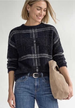 Check Jacquard Sweater | Indigo Night