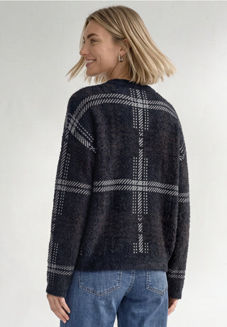 Check Jacquard Sweater | Indigo Night