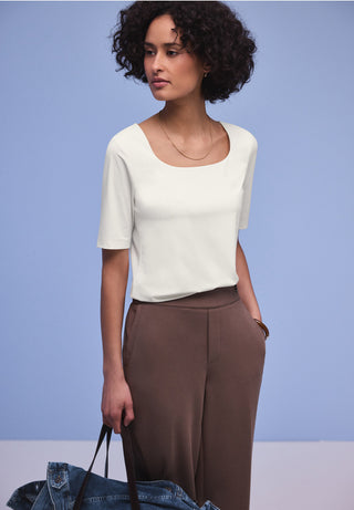 Care Neck SS Top | Off White