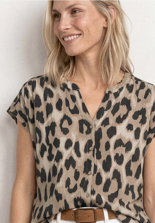 Printed Shirt With Button Panel | Timeless Beige