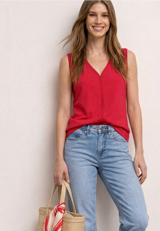 Jersey Top With Crochet Tape | Salsa Red