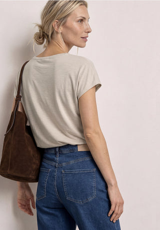 Silk Look Shirt Deco Detail | Clay Sand