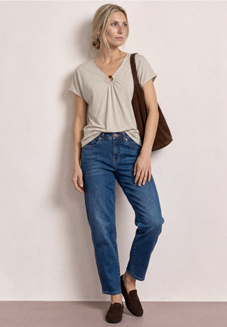 Silk Look Shirt Deco Detail | Clay Sand