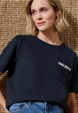 Shirt With Deco Tape | Darkest Blue