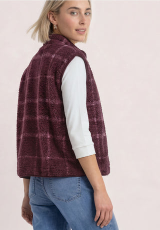Printed Teddy Vest With Zipper | Rustic Rouge