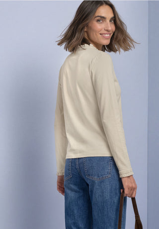 Frill Neck Basic Top | Pure Beige
