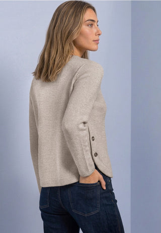 Soft Rib Style Knit With Deco Buttons | Sanded Amber Melange