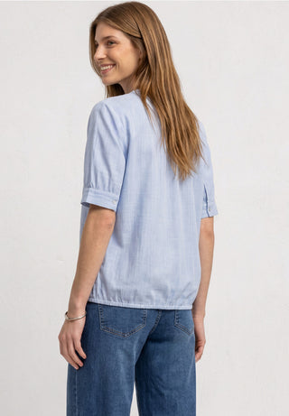 Chambray Split-Neck Blouse | Original Blue