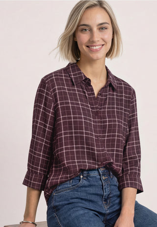 Check Shirtncollar Blouse  | Rustic Rouge