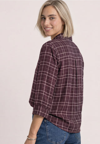 Check Shirtncollar Blouse  | Rustic Rouge