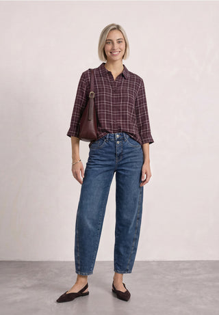 Check Shirtncollar Blouse  | Rustic Rouge