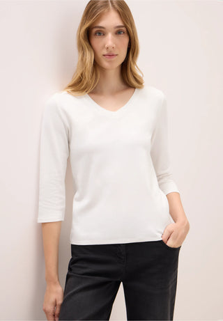 Basic V Neck Tee | Vanilla White