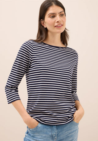 Basic Stripe Boatneck Tee | Urban Dark Blue