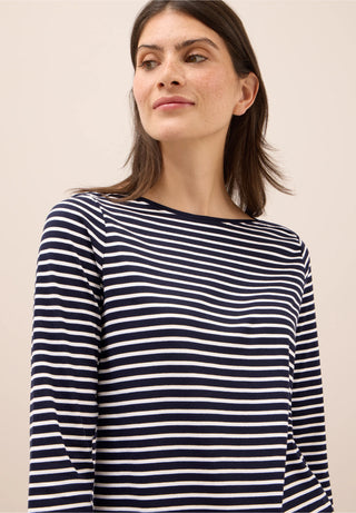 Basic Stripe Boatneck Tee | Urban Dark Blue