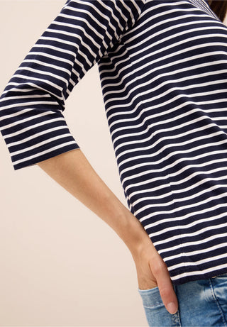Basic Stripe Boatneck Tee | Urban Dark Blue