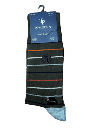 Tom Penn Socks Khaki Stripe Mix
