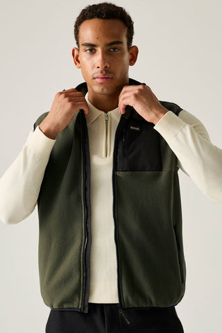 Frankie Fleece Gilet | Dark Khaki Black