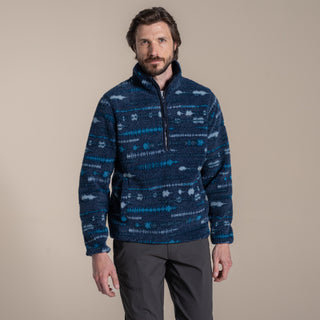 Men's National Trust Rawthey Half Zip Fleece | Blue Navy Print