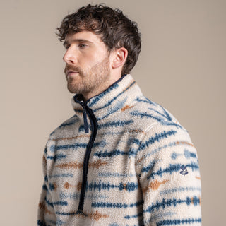 Men's National Trust Rawthey Half Zip Fleece | Ecru Print