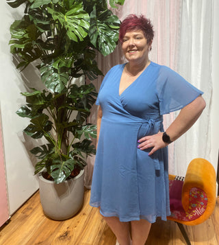 Virilla Bella Short Wrap Dress | Coronet Blue
