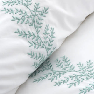 Bianca Embroidery Leaf Duvet Cover White Green