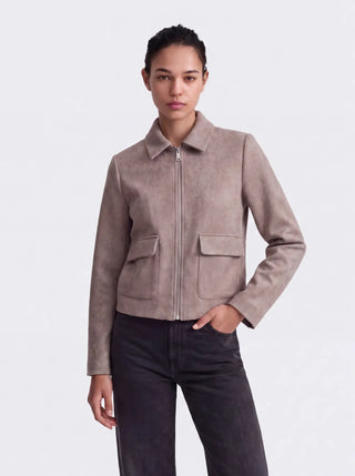 Vela Zip Short Coat | Taupe Grey